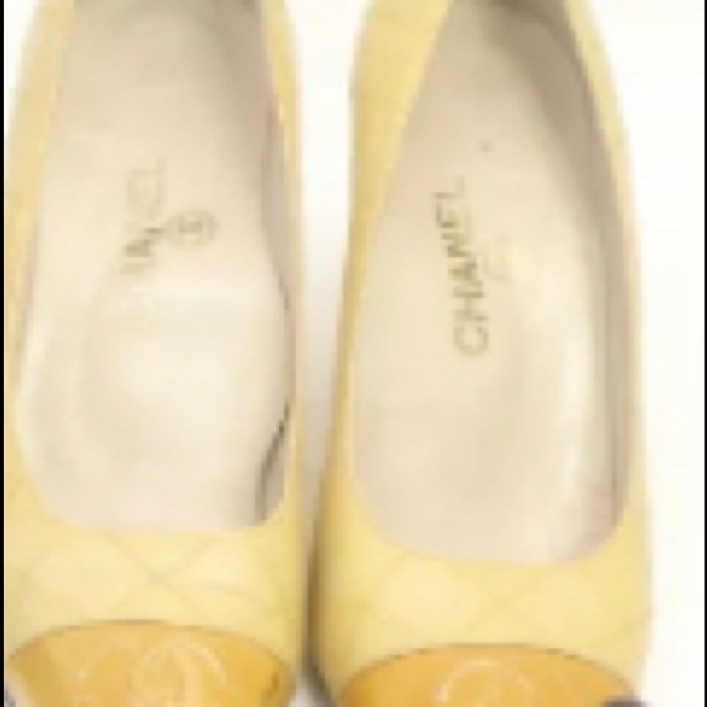 Yellow‎ & Beige Chanel CC  leather shoes 36 1/2 - Picture 10 of 11
